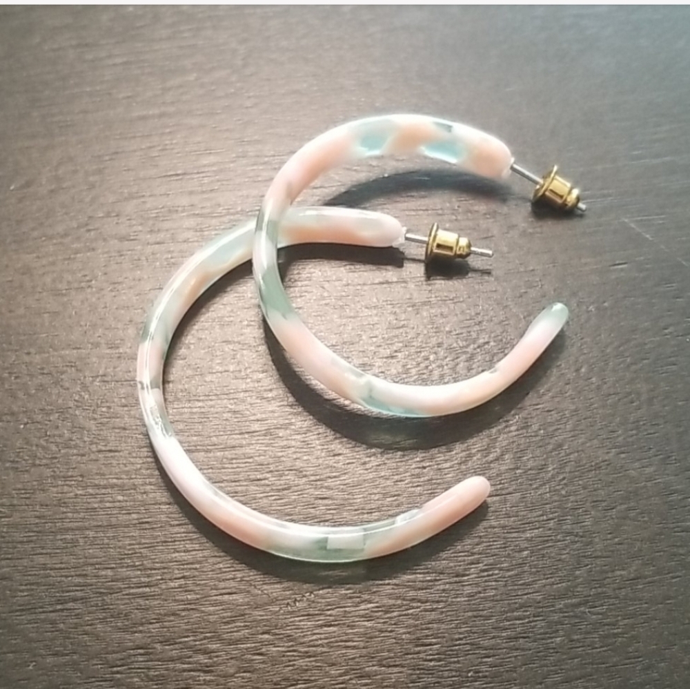 Pink & Green Acrylic Hoop Earrings